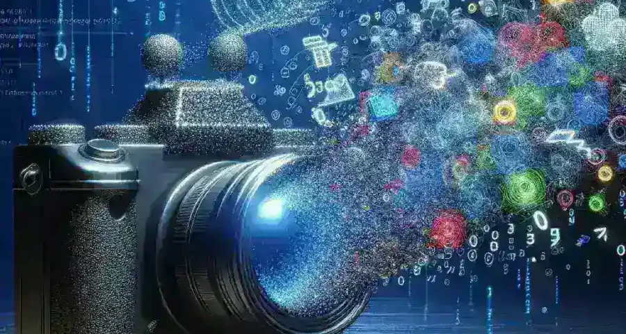 "Illustration of generative video technology showcasing AI-powered video creation processes with vibrant graphics representing video editing tools, algorithms, and real-time editing features in a modern digital workspace."