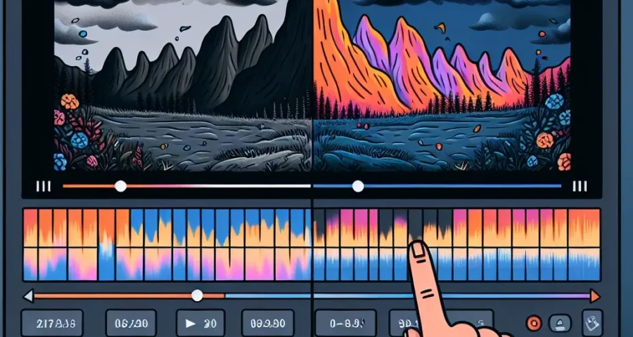 "Video editing tutorial image illustrating techniques for correcting underexposed and overexposed footage, featuring before-and-after comparisons of brightness adjustments."