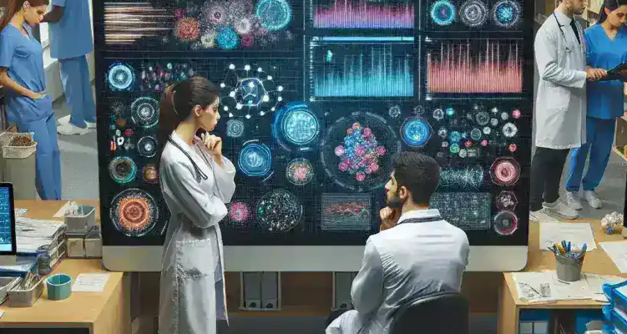 "AI-powered community health data dashboard at Walmart, showcasing health metrics and resources in U.S. regions to improve public health initiatives."